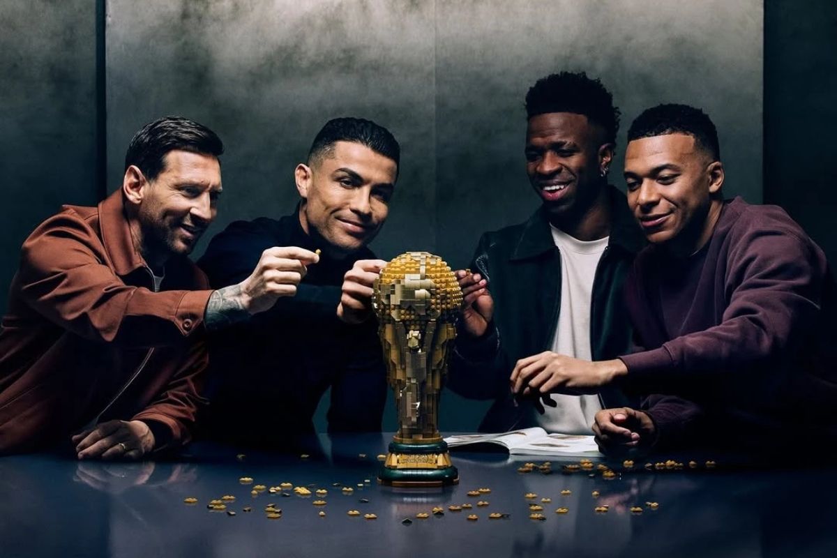 Lionel Messi, Cristiano Ronaldo, Vinicius Junior and Kylian Mbappe in LEGO commercials. Photo: Lego