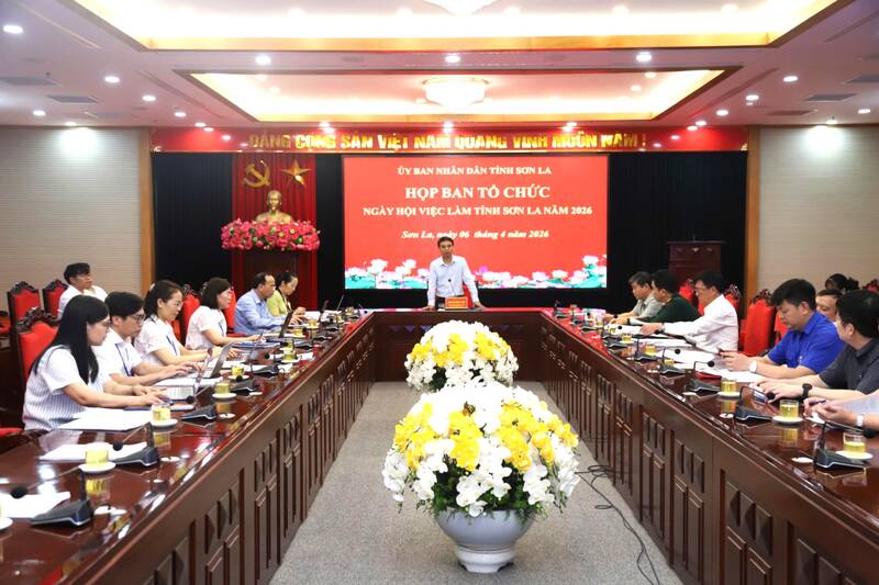 Họp Ban tổ chức Ngày hội việc làm tỉnh Sơn La năm 2026. Ảnh: Phan Trang