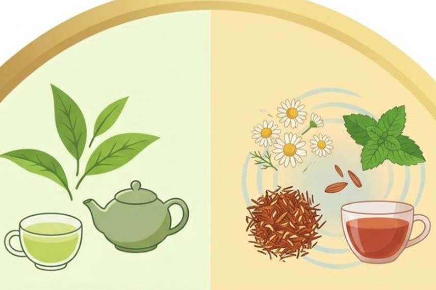 Green tea and herbal tea: Differences and health benefits. Graphics: Thien Nhan