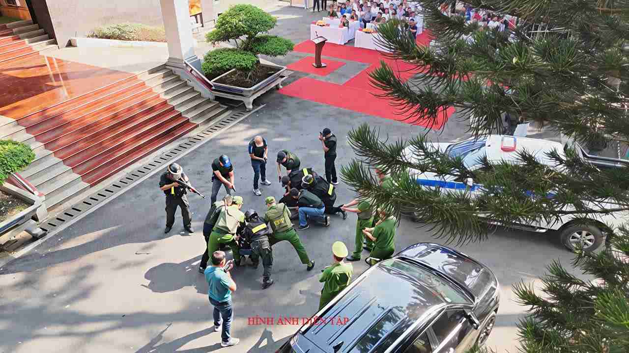 Quang cảnh buổi diễn tập. Ảnh: Công an cung cấp