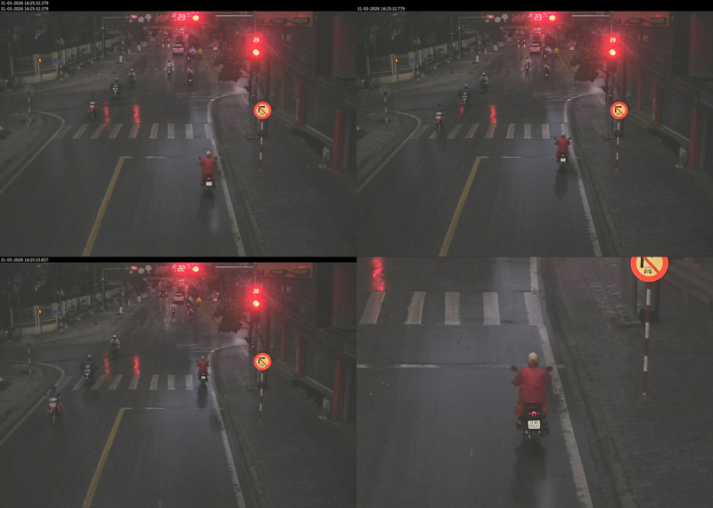 A motorbike running a red light in Cao Bang was recorded by camera cameras. Photo: Cao Bang Police