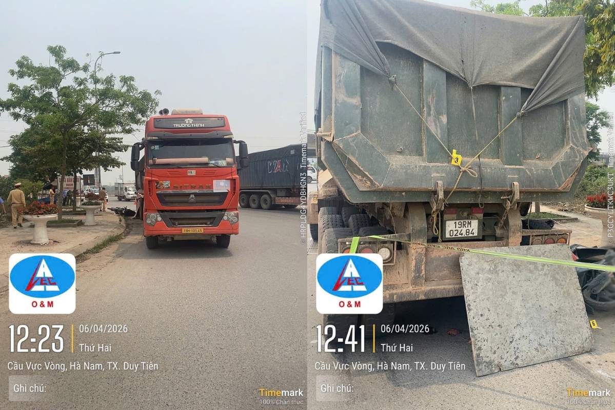 The traffic accident occurred on the Cau Gie - Ninh Binh expressway at noon today (April 6). Photo: Provided by Unit