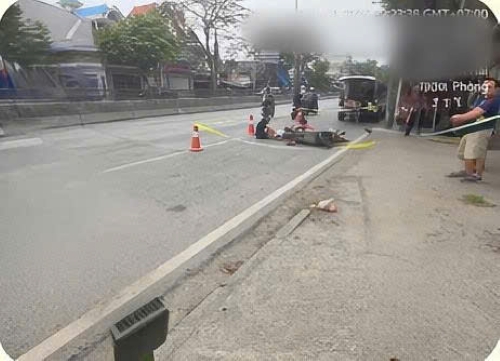 Scene of the 2 motorbike collision. Photo: Hai Phong Traffic Safety Board