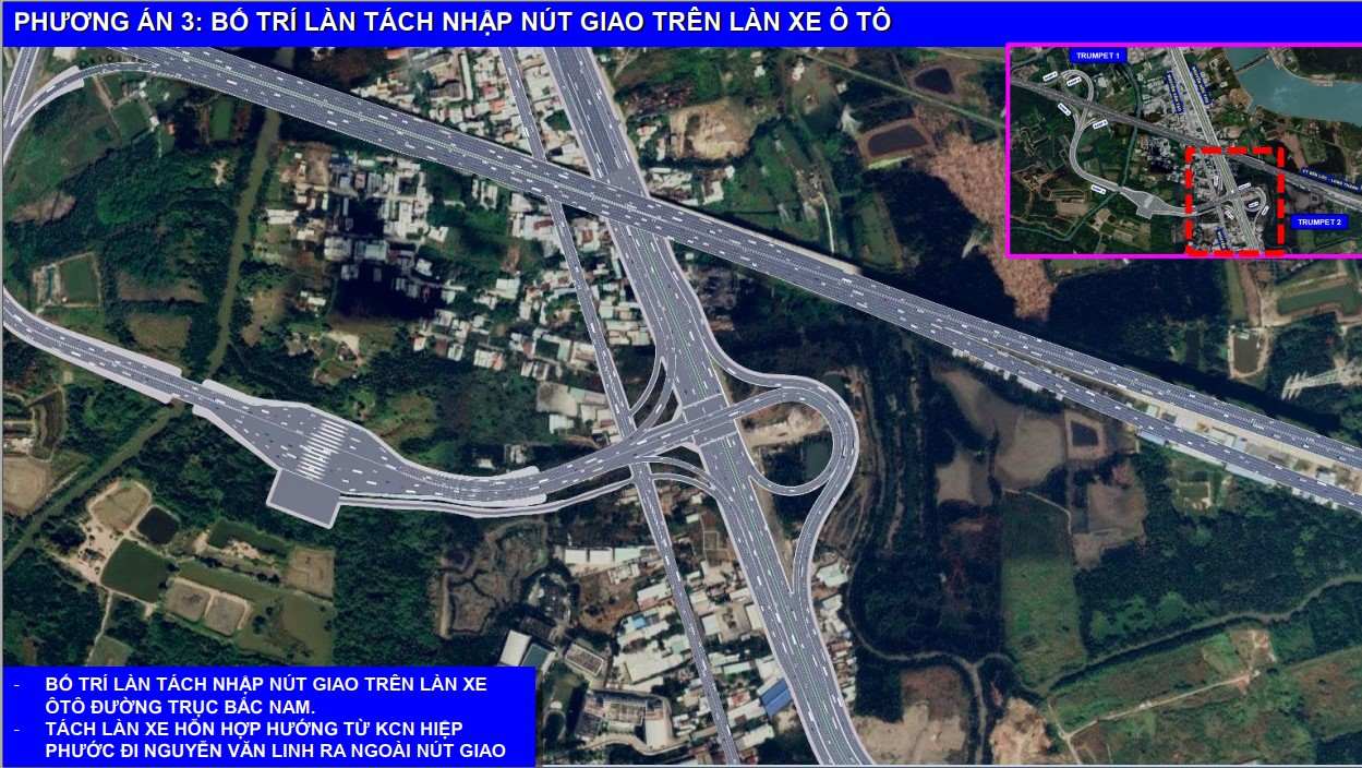 Phối cảnh nút giao đường Nguyễn Hữu Thọ với cao tốc Bến Lức - Long Thành. Ảnh: Sở Xây dựng TPHCM