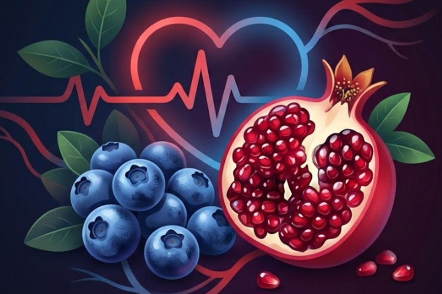 블루베리와 석류: 심혈관 건강을 위한 두 가지 뛰어난 선택. 그래픽: 티엔년