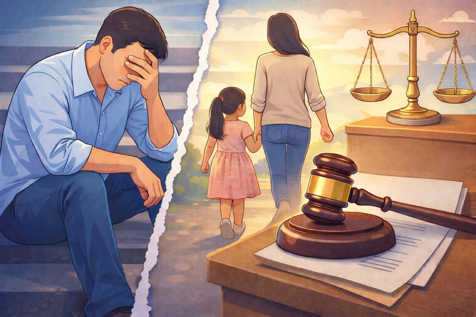 Lawyers answer about preventing visits to children after divorce according to legal regulations. Photo: AI/Pham Ngoc