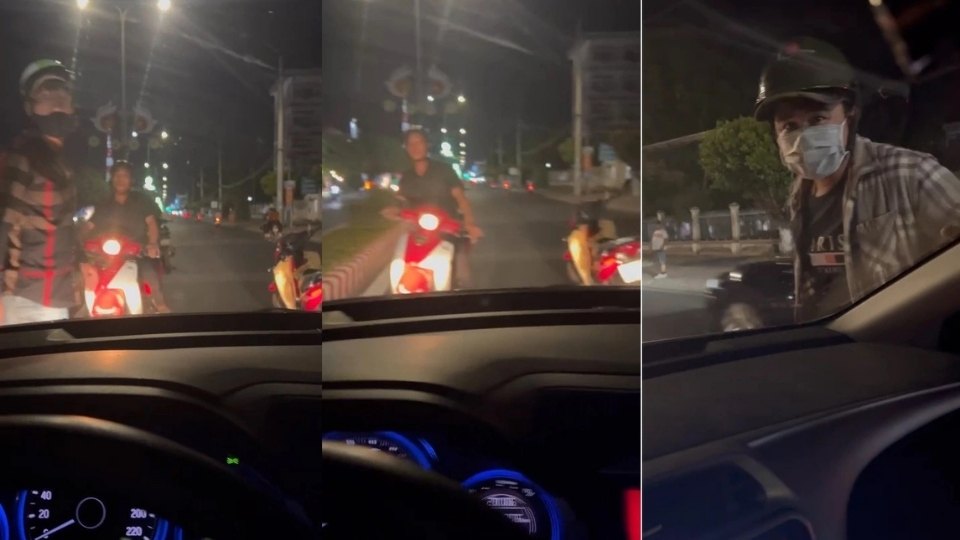 Hình ảnh vụ việc ghi lại cảnh một nhóm người manh động chặn đầu ô tô, đập vỡ kính chắn gió. Ảnh: Nhân vật cung cấp