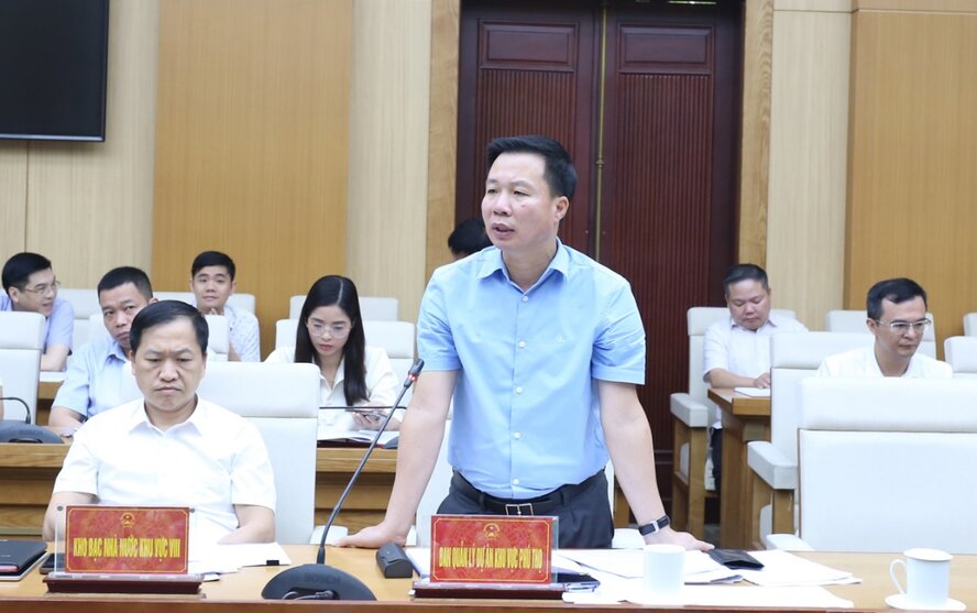 Giám đốc Ban Quản lý dự án khu vực Phú Thọ phát biểu tại hội nghị. Ảnh: Thu Hương