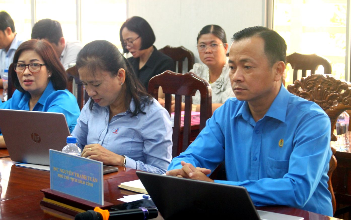 Đại biểu dự hội nghị trực tuyến. Ảnh: Thanh Mai