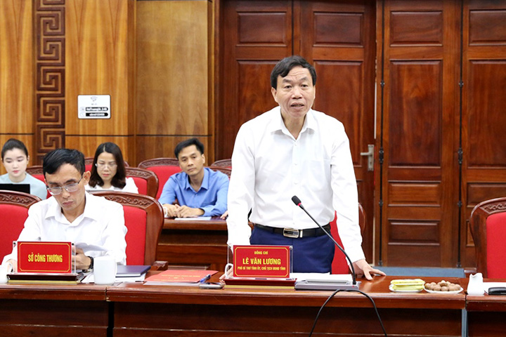 Chủ tịch UBND tỉnh Lê Văn Lương phát biểu tại cuộc họp.