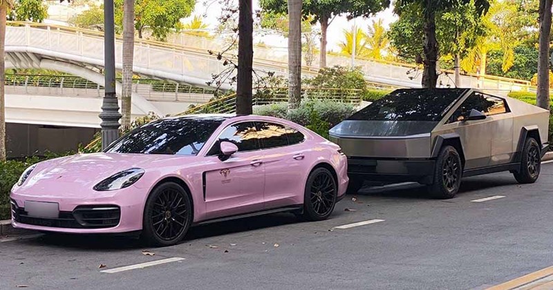 Porsche Panamera hồng và Tesla Cybertruck gây sốt tại TP.HCM