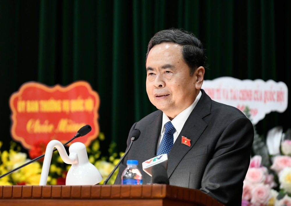 Chủ tịch Quốc hội Trần Thanh Mẫn yêu cầu nâng cao chất lượng toàn diện nguồn nhân lực, xây dựng đội ngũ kiểm toán viên nhà nước “Đức - Tâm - Tầm - Tài”. Ảnh: Ái Vân