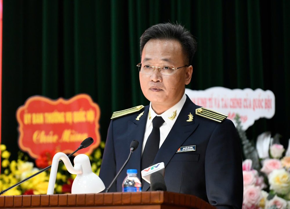 Tân Tổng KTNN Nguyễn Hữu Nghĩa phát biểu nhận nhiệm vụ. Ảnh: Ái Vân