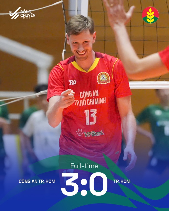 Công an TPHCM giành chiến thắng 3-0 trước TPHCM. Ảnh: Bóng chuyền Việt Nam