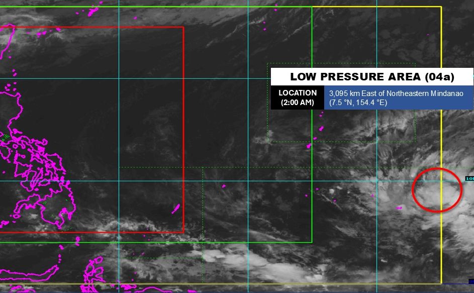 Áp thấp gần Biển Đông khả năng cao mạnh lên thành bão trong 24 giờ tới. Ảnh: PAGASA