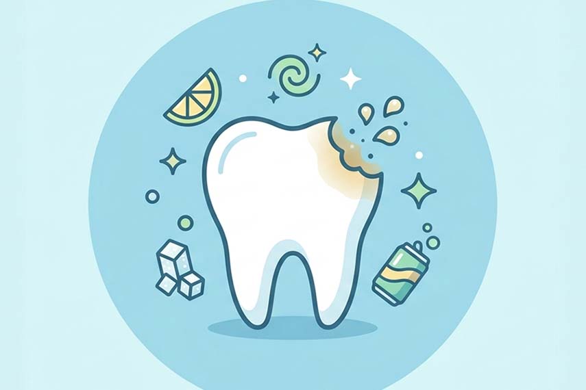 Alimentos y bebidas que aumentan el riesgo de erosión del esmalte dental. Gráfico: Thien Nhan