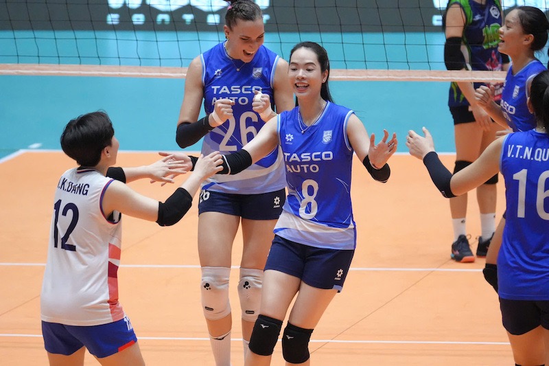ホアチャット・ドゥクザンが全国バレーボール選手権でハノイと対戦。写真:ハイ・ドゥオン