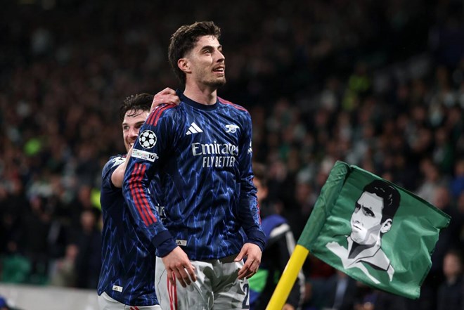 Tiền đạo Kai Havertz ghi bàn duy nhất giúp Arsenal thắng Sporting CP 1-0. Ảnh: AFP