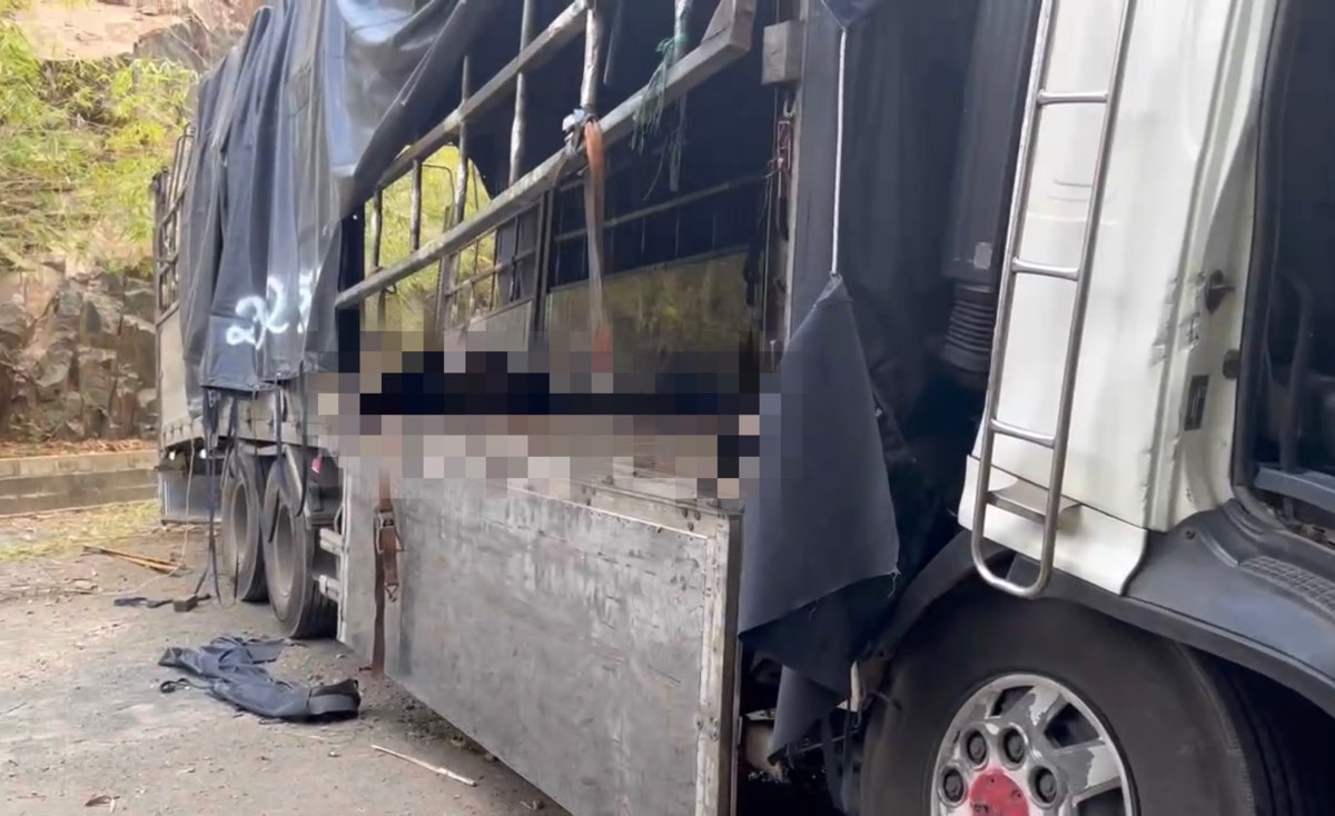 2 người tử vong trên thùng xe tải tại hiện trường. Công an đã xác định danh tính các nạn nhân. Ảnh: Duy Tuấn 