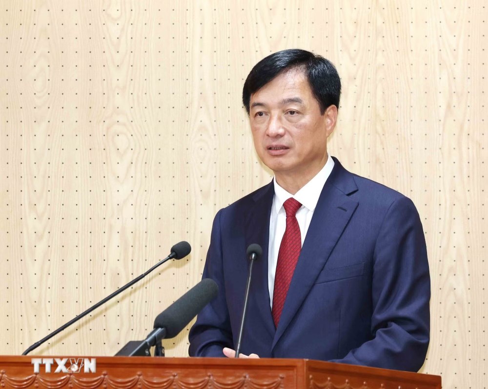 Tân Trưởng Ban Tổ chức Trung ương Nguyễn Duy Ngọc phát biểu tại Hội nghị. Ảnh: TTXVN