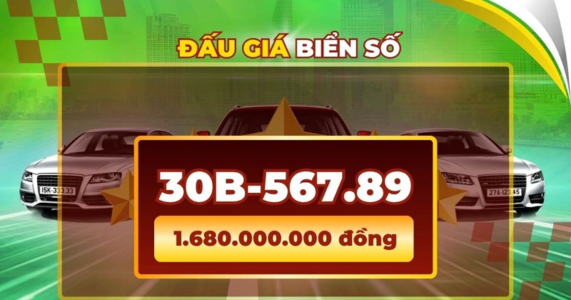 Biển số 30B-567.89 trúng đấu giá gần 2 tỷ đồng