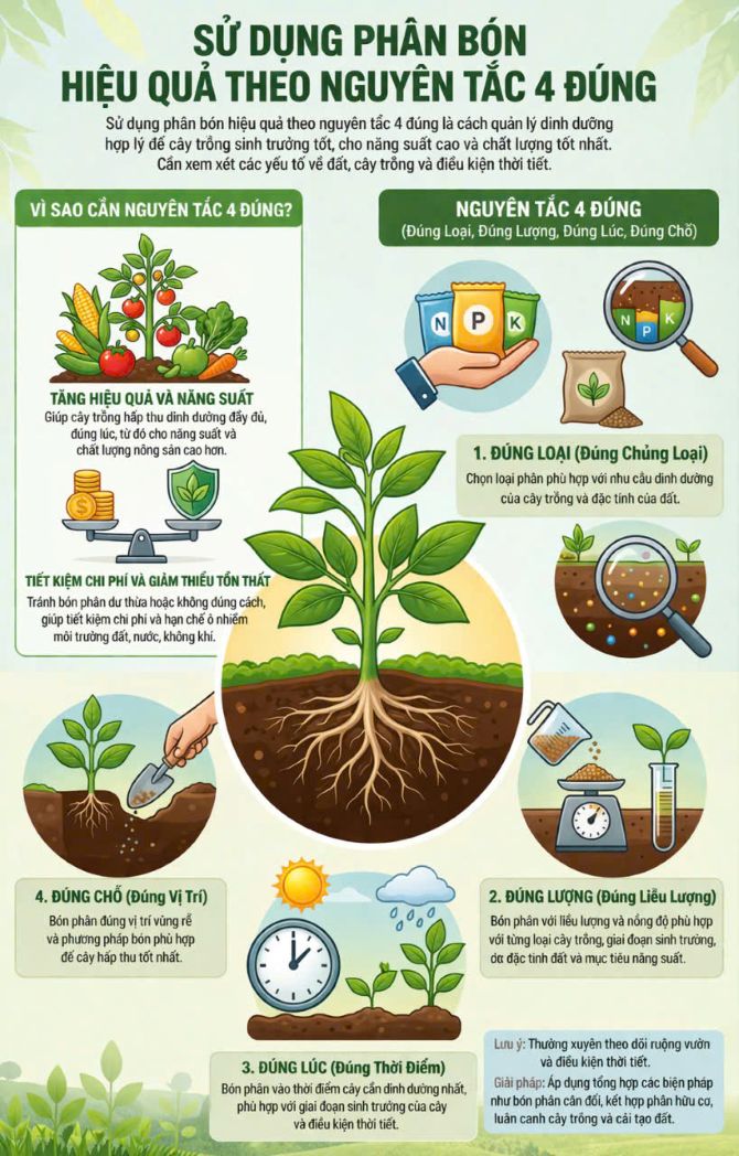 Bản hướng dẫn sử dụng phân bón hiệu quả theo nguyên tắc 4 đúng. Ảnh: Tư liệu  Nguyễn Phước Tuyên