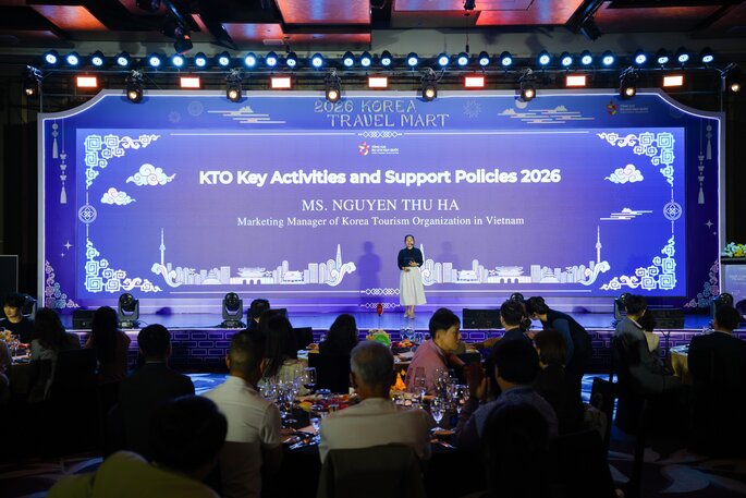 Đại diện KTO Việt Nam trình bày định hướng và chính sách xúc tiến du lịch năm 2026. Ảnh: KTO