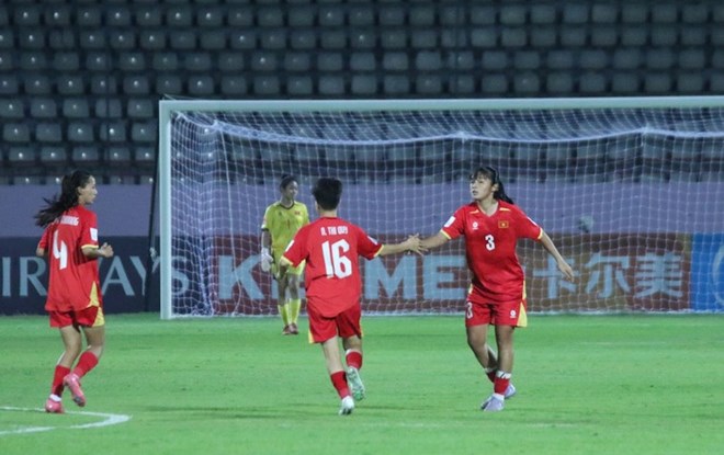 Vietnam U20 women's team meets Japan U20 women's team in Asian quarter-finals. Photo: VFF