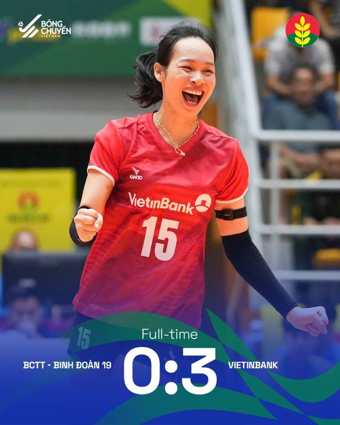 Vietinbank vượt qua Binh chủng Thông tin 3-0. Ảnh: Bóng chuyền Việt Nam