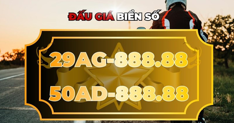 Đấu giá hai biển số "khủng" 29AG-888.88 và 50AD-888.88 vào 9/4