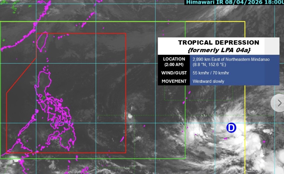 Tropical depression forecast to strengthen into Typhoon Caloy. Photo: PAGASA