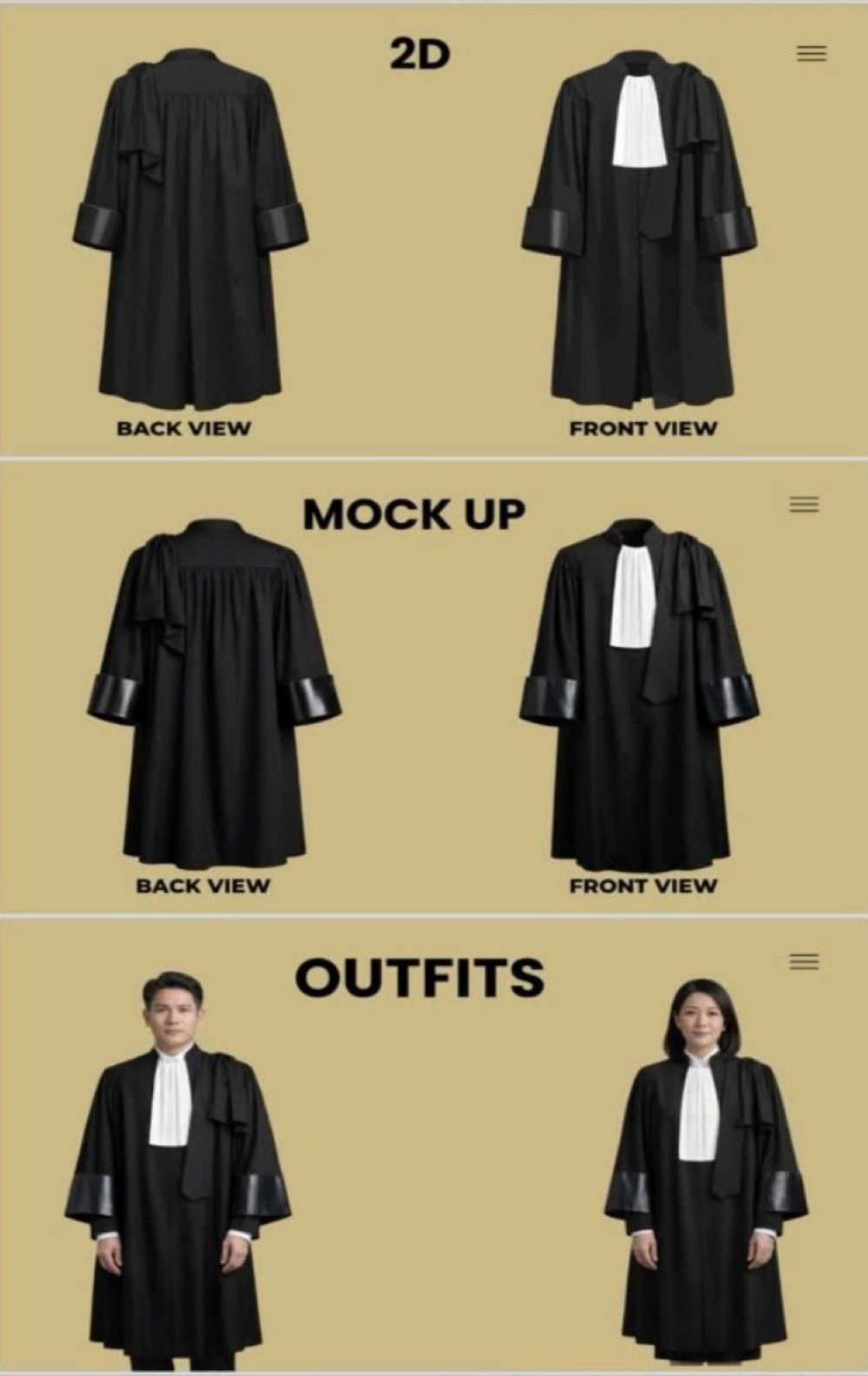 Trang phục mới của luật sư theo đề xuất của Liên đoàn Luật sư Việt Nam. Ảnh: Liên đoàn Luật sư