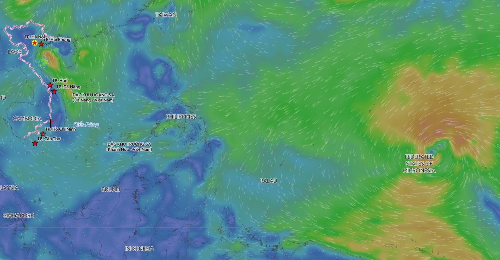 Update this morning April 9th on the location of the tropical depression that may strengthen into a storm in the Northwest Pacific Ocean. Source: Vietnam Disaster Monitoring System