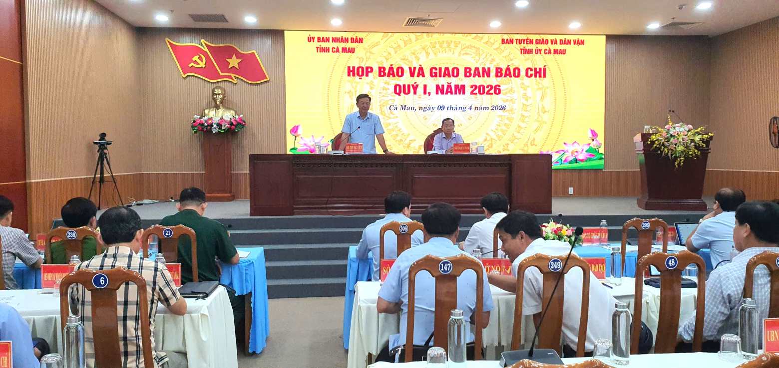 Ca Mau press conference and press briefing for the first quarter of 2026. Photo: Nhat Ho.