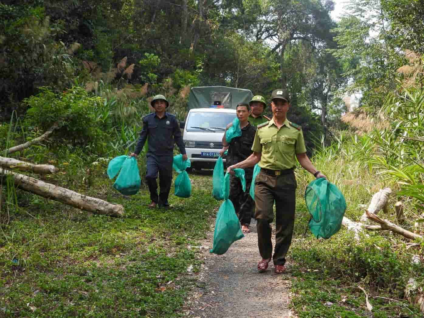 Thả động vật về lại rừng. Ảnh: VQG Kon Ka Kinh 