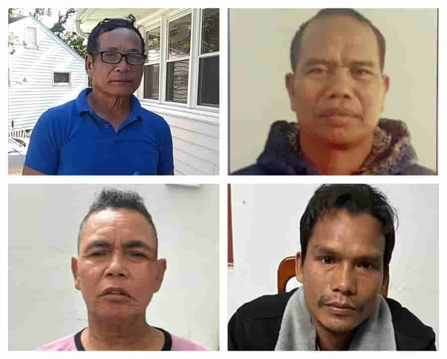 Các đối tượng: Rôh , Thông , Di và Đinh Yum bị đề nghị truy tố trong vụ án Phá hoại chính sách đoàn kết. Ảnh: Công an Gia Lai 