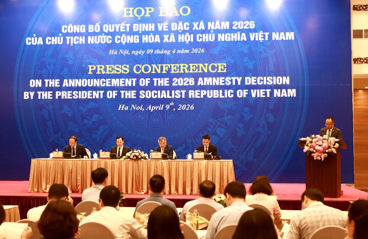 Họp báo công bố Quyết định đặc xá năm 2026 của Chủ tịch nước. Ảnh: Duy Tuấn 