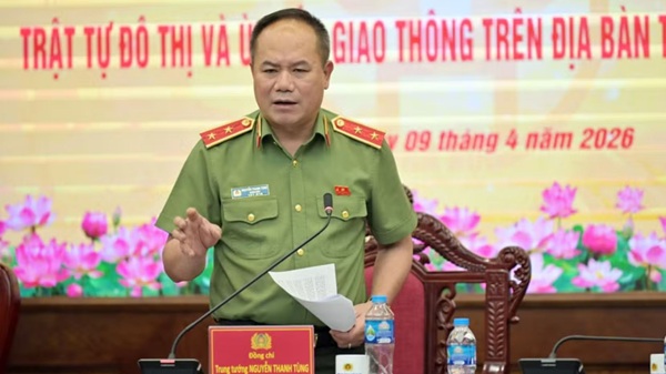 Trung tướng Nguyễn Thanh Tùng, Giám đốc Công an TP Hà Nội phát biểu tại hội nghị. Ảnh: Phú Khánh