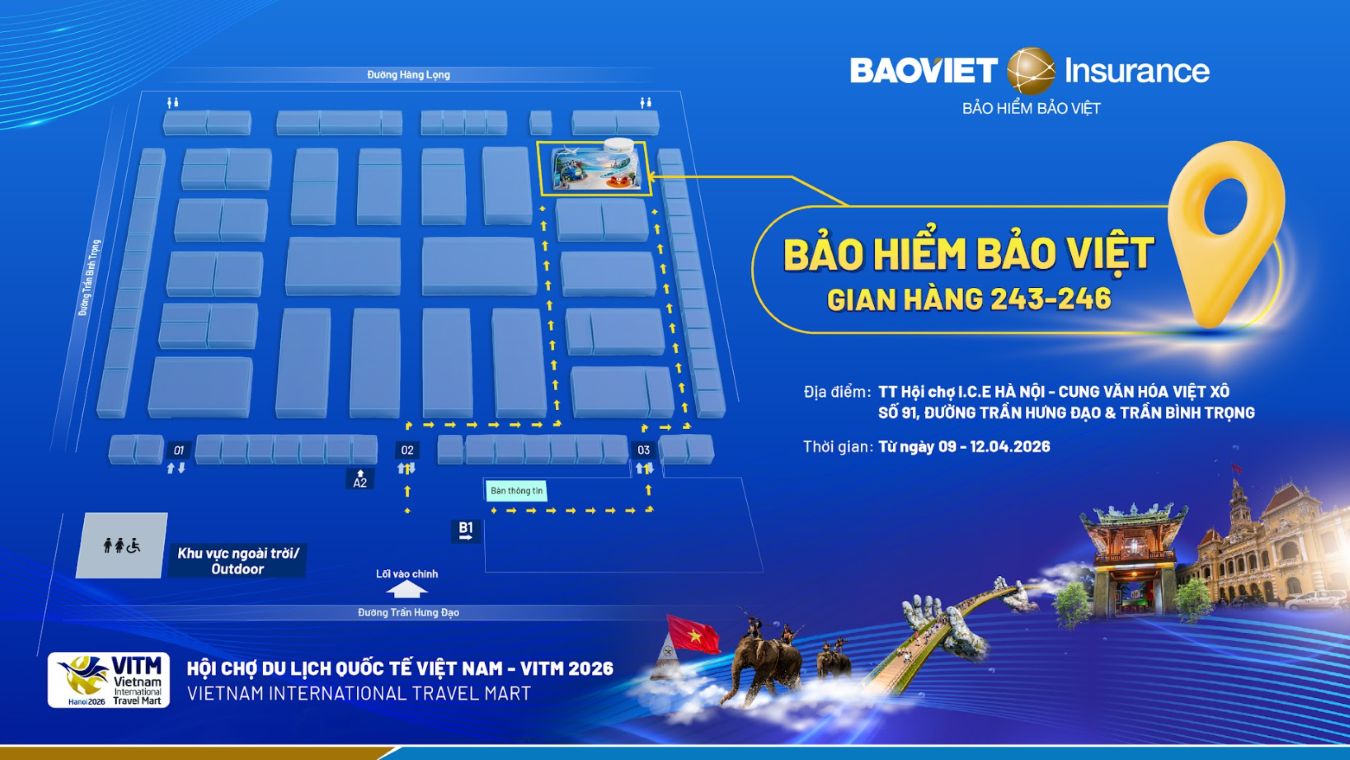 바오비엣 보험 부스는 여행 애호가들에게 즐거운 경험을 선사합니다. 사진: 바오비엣