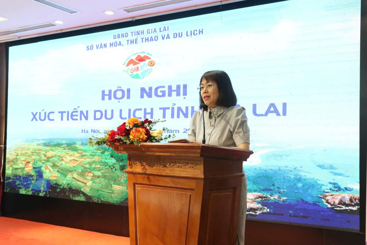 Phó Cục trưởng Cục Du lịch Quốc gia Việt Nam Nguyễn Thị Hoa Mai phát biểu tại sự kiện. Ảnh: Yến Nhi