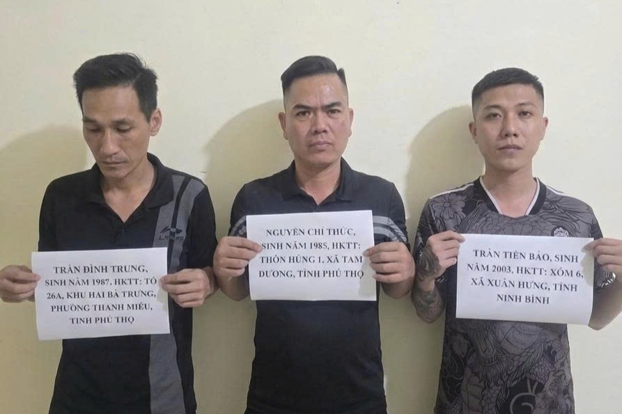 Đã có 3 đối tượng liên quan đến vụ việc bị bắt giữ. Ảnh: Công an tỉnh Phú Thọ