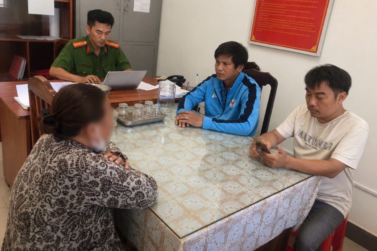 Functional agencies work with Ms. V for the act of weighing less when selling goods to tourists. Photo: Nguyen Duc