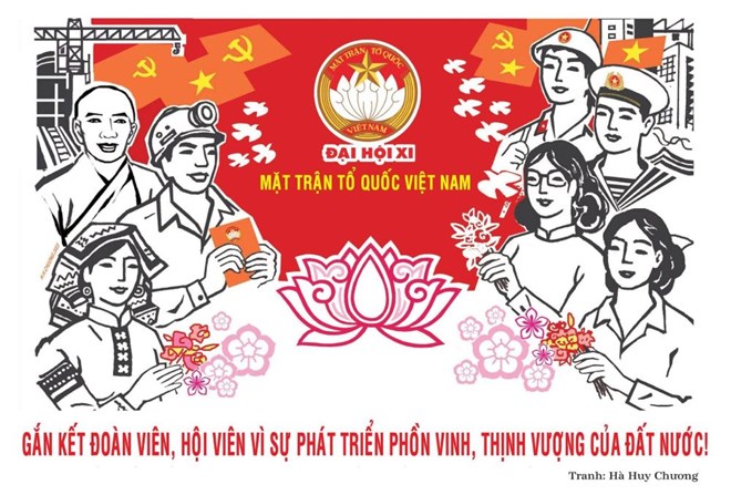 Propaganda painting of the 11th Congress of the Vietnam Fatherland Front by author Ha Huy Chuong.