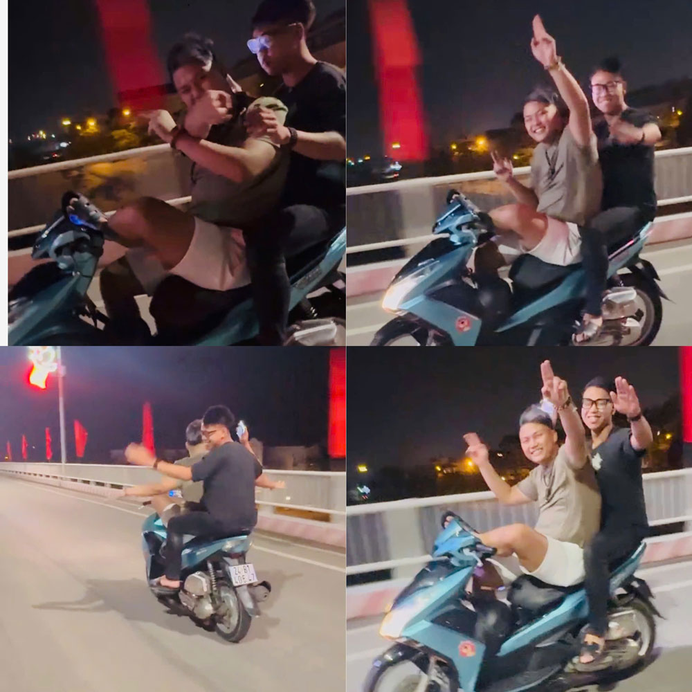 Images of traffic order and safety violations posted on TikTok Photo: Lao Cai Police