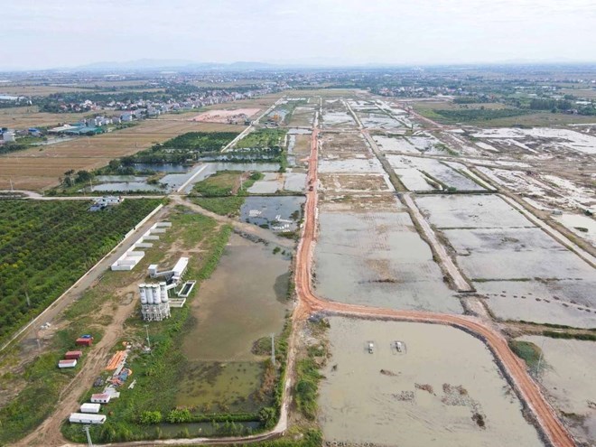 Khu vực triển khai xây dựng sân bay Gia Bình (Bắc Ninh). Ảnh: Vân Trường 