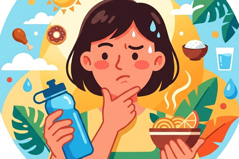 Summer dehydration can cause the body to confuse hunger and thirst. Graphics: Thien Nhan