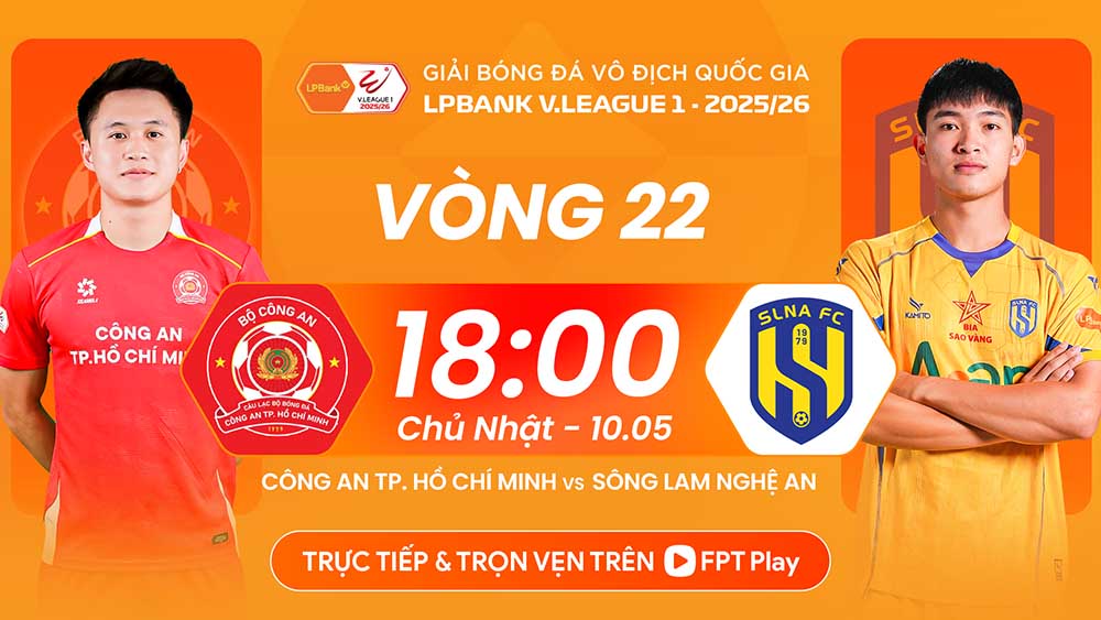 Watch Ho Chi Minh City Police meet Song Lam Nghe An live on FPT Play. Photo: FPT Play