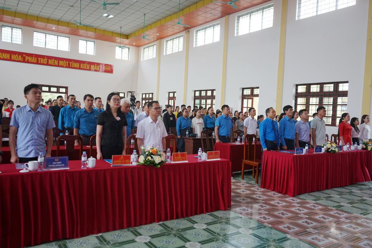 Công đoàn phường Quảng Phú (Thanh Hóa) tổ chức lễ phát động “Tháng Công nhân” và “Tháng hành động về an toàn, vệ sinh lao động” năm 2026. Ảnh: Quách Du