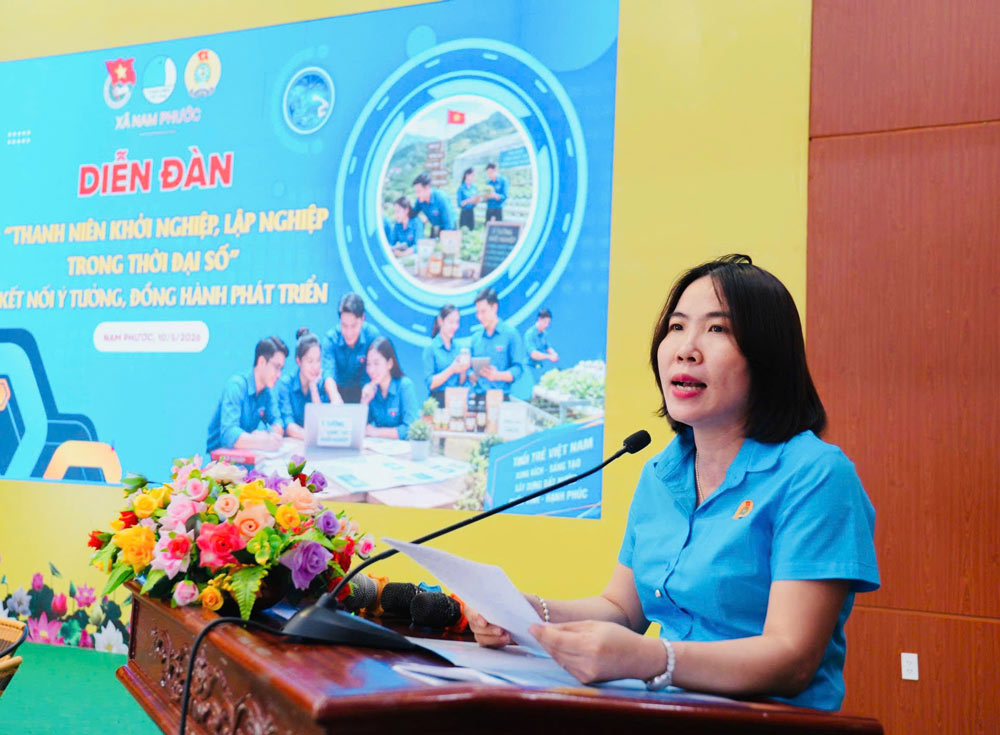 Bà Lâm Thị Vỹ – Chủ tịch Công đoàn xã Nam Phước nhấn mạnh: hoạt động Công đoàn không chỉ dừng lại ở chăm lo, mà cần chủ động tham gia giải quyết bài toán việc làm, sinh kế, ổn định đời sống cho đoàn viên, người lao động. Ảnh: Công đoàn Nam Phước