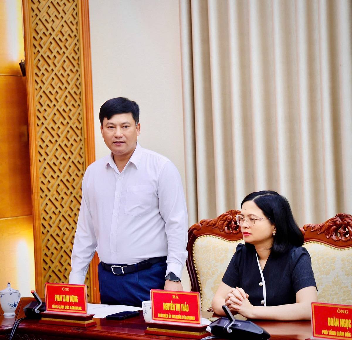 Đồng chí Phạm Toàn Vượng - Tổng Giám đốc Agribank phát biểu tại buổi làm việc